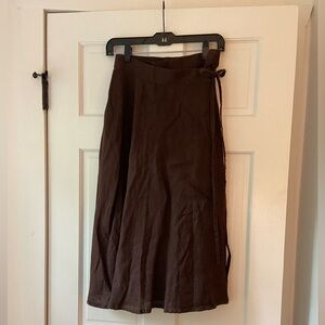 notPERFECTLINEN Hessen Wrap Skirt in Espresso